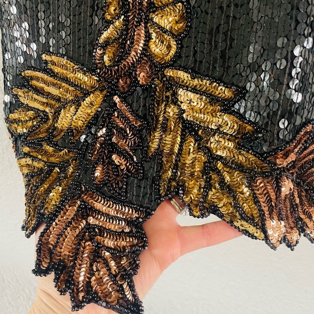 Vintage Stinay 100% Silk Beaded Sequin Top - Picture 7 of 12